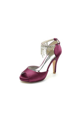Burgundy Stiletto Heels with Ornate Chain Detail