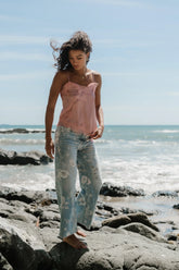 Berkley Lace Trim Tank in Mauve