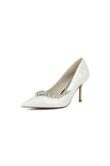 Ivory High Heels with Crystal Embellished Metal Accent