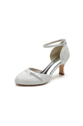 Chic White Lace Pointed Toe Heels with Silver Heel