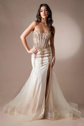 Blakely Gown Strapless Embellished Corset Tulle Dress
