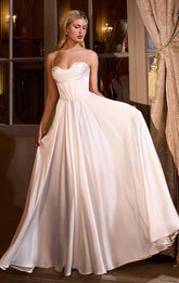 COSIMA GOWN LUXE SATIN A LINE CORSET DRESS OFF WHITE