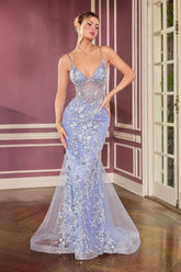 Cynthia Gown Floral Embellished Tulle Dress