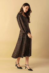RUSTIC ALLURE BROWN MIDI DRESS