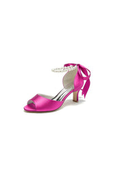 Chic Peep Toe Ribbons Faux Pearl Pumps
