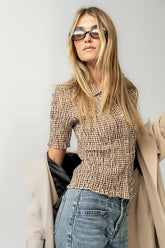 Connie Gingham Blouse in Brown FINAL SALE