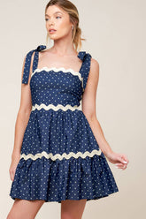 BLUE WHITE POLKA DOT MINI DRESS INDIGO