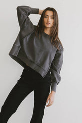 Costello Reverse Seam Crewneck in Charcoal FINAL SALE