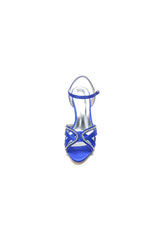 Crystal Cross Straps Open Toe Chunky Heels