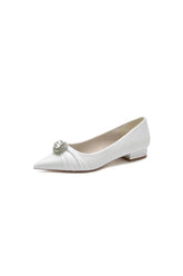 Beaded Pointed Toe Slip On Wedding Shoes With Rhinestone