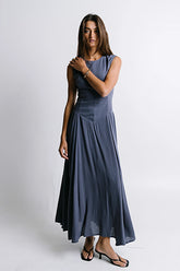 Charles Maxi Dress in Slate Blue FINAL SALE