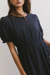 Cecy Embroidered Midi Dress in Navy FINAL SALE
