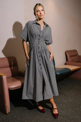 Collins Striped Maxi Dress in Grey