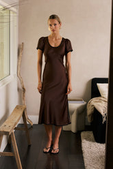 Austia Midi Dress in Brown