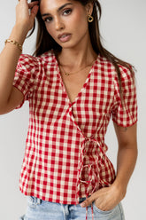 Callie Gingham Blouse in Red