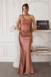 CARTER GOWN STRAPLESS CORSET DRESS WITH SCARF