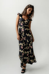 Asa Floral Maxi Dress in Black FINAL SALE