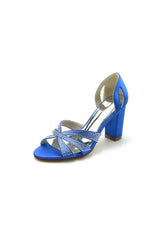 Navy Blue High Heels with Silver Heel