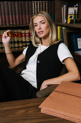 Carrie Button Up Vest in Black