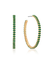 Emerald Crystal Marquise Hoops