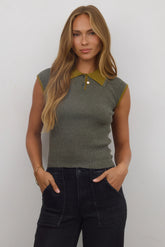Becca Ribbed Top in Olive FINAL SALE