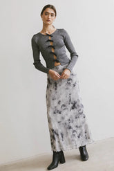 Chandler Abstract Maxi Skirt in Grey FINAL SALE