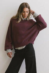 Annaleah Textured Sweatshirt in Burgundy FINAL SALE