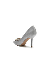 Stunning Pointed Toe Glitter High Heels With Rhinestone