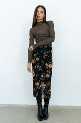 Carly Mesh Midi Skirt in Black