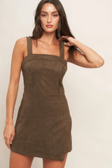 BROWN SUGAR GLOW FAUX SUEDE ROMPER