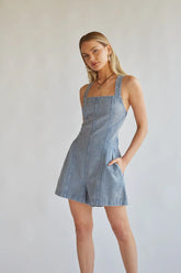Corey Denim Open Back Romper