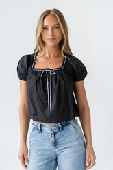 Claire Poplin Blouse in Black