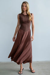 Charles Maxi Dress in Red Brown