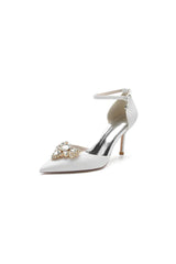 Pointed Toe Glitter Ankle Strap Rhinestone High Heels