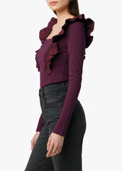 THE LIV RUFFLE LS KNIT TOP
