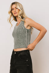 Brayden Cable Knit Sweater in Green FINAL SALE