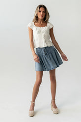 Briana Button Up Top in White