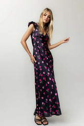 Asa Floral Maxi Dress in Plum