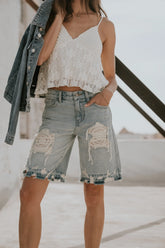 Cashe Distressed Bermuda Shorts