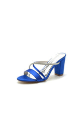 Cross Strap Open Toe High Heels With Rhinestone