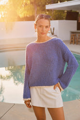 Ariel Contrast Sweater in Blue