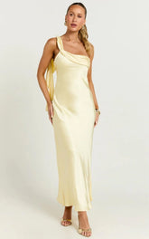 Blaine Maxi Dress Butter Yellow Satin Slip Dress