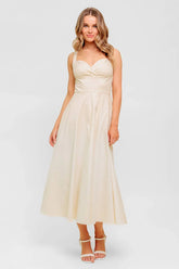CHANTILLY CHARM SHIRRED MIDI DRESS