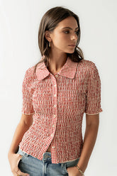 Connie Gingham Blouse in Red FINAL SALE