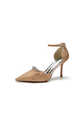 Bow Sequin Pointed Toe High Heels