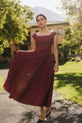 Colin Midi Dress in Burgundy FINAL SALE