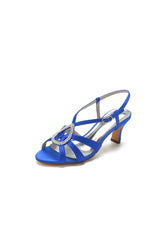 Chic Blue Silk Sandals Featuring Decorative Metal Ring
