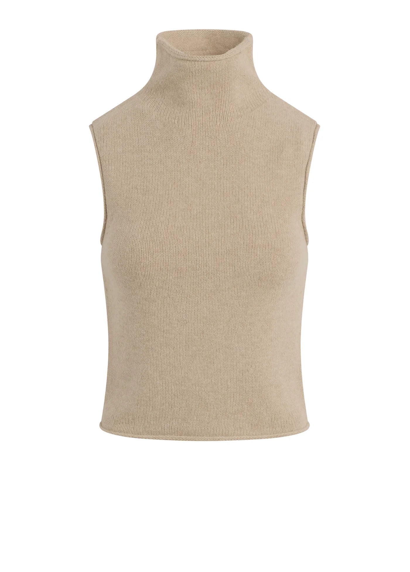 THE STEVIE SLEEVELESS ROLL NECK SWEATER