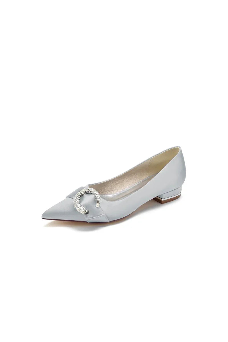 Beading Pointed Toe Kitten Heels