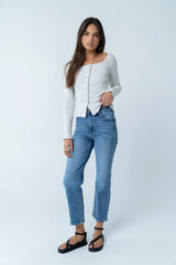 Pura Knit Top in Heather Grey